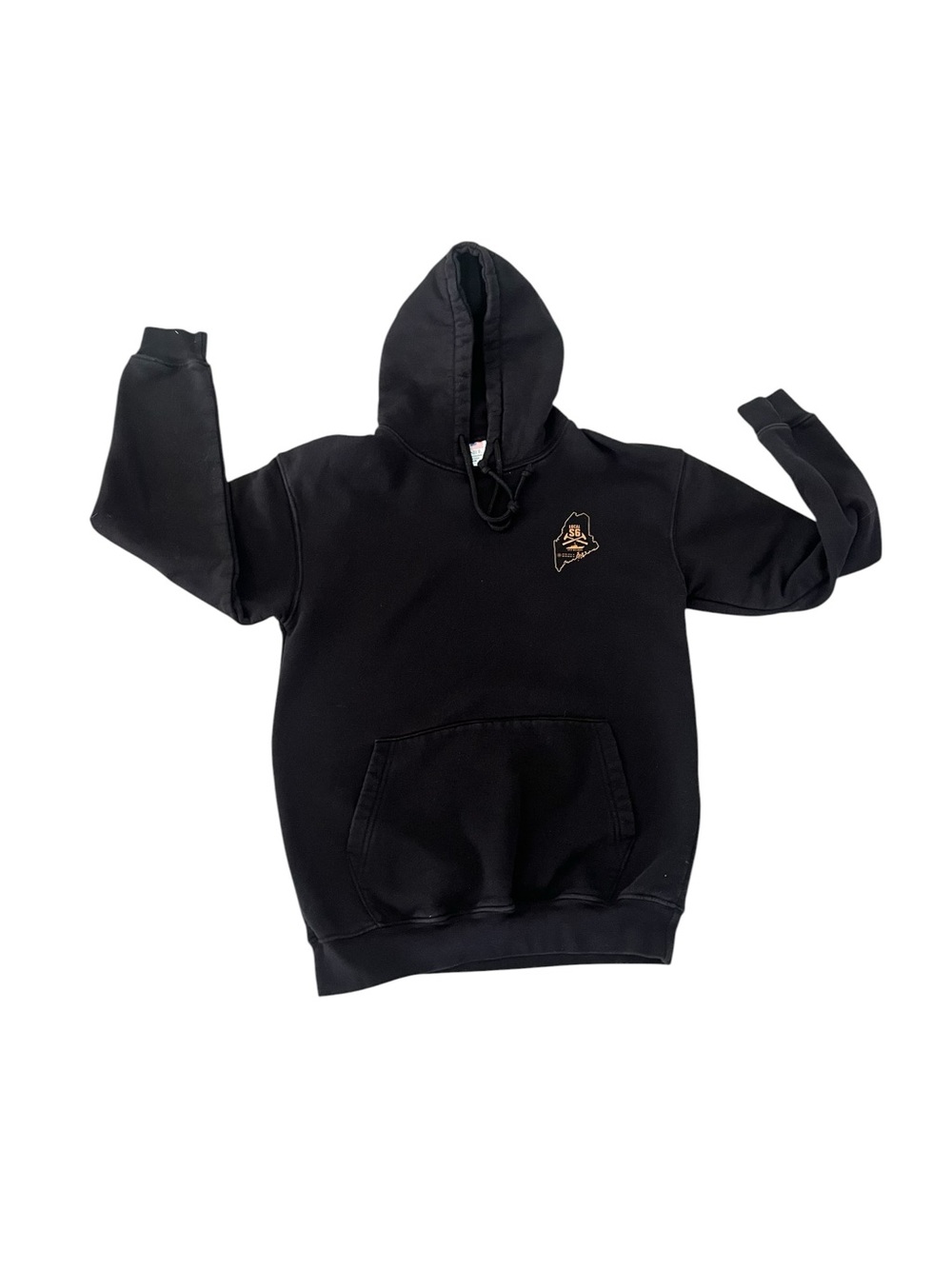 Vintage Local S6 Ship Union Builders Bath Maine Black Kangaroo Pocket Hoodie M